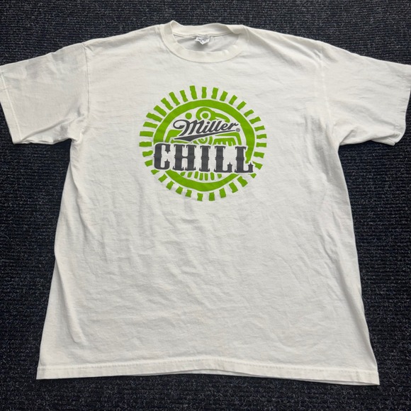 Anvil Other - Miller Chill Beer Graphic T-Shirt White Anvil Cotton Mens XL Brewery Tee